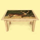 Rectangular Maple Coffee Table with a White Tail, (small)