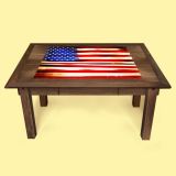 Custom Rectangular Covertible Coffee Table with US flag